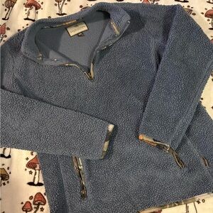 Legendary Whitetails Womens Blue Quarter-Zip Sweater Size Medium Sherpa